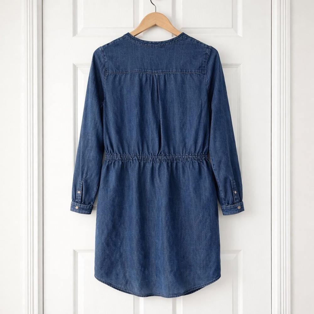 Lucky Brand Chambray Denim Dress Size S Button Front Long Sleeve Casual - Picture 3 of 7